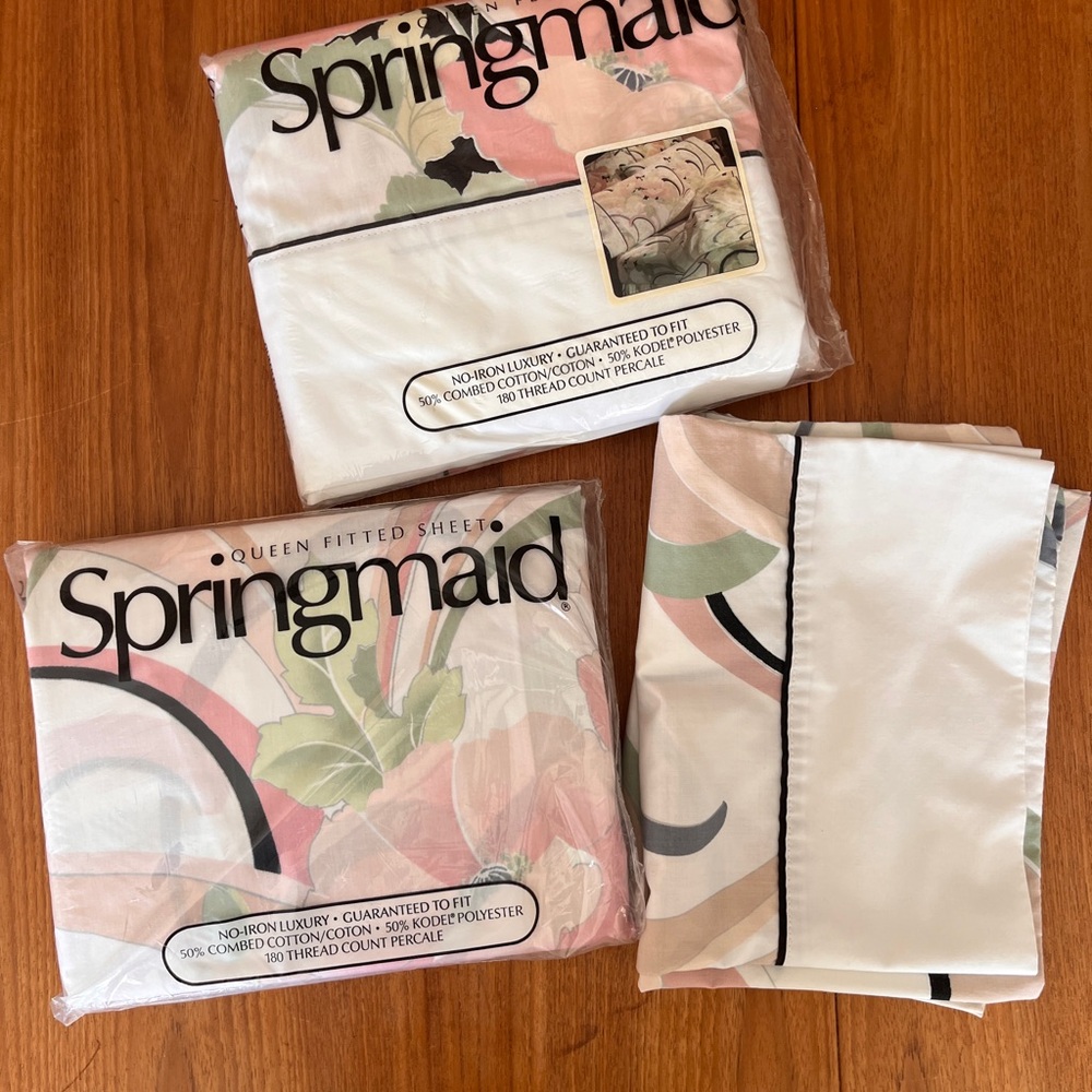 Springmaid VINTAGE QUEEN Sheet Set 80’s chic :design Andre Richard ANASTASIA
